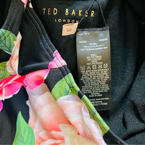 NWOT Ted Baker London Open Back Floral Halter One-Piece Swimsuit - Picture 8 of 8